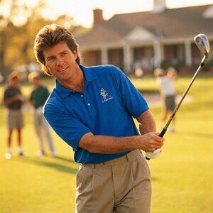 Nike Golf Men’s L Polo Shirt Blue Dri-FIT Embroidered Golf Preppy Retro 15 Years